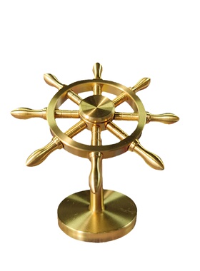 黄铜解压船舵桌面摆件