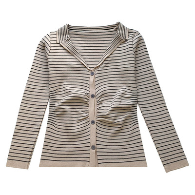 法式高级感条纹针织开衫女