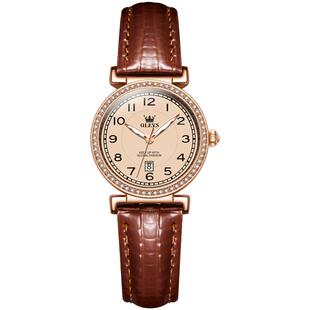 欧利时2025新款名牌女士手表女款防水皮带数字正品机械风石英女表