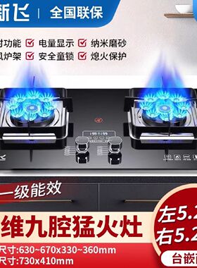 新飞燃气灶天然气灶家用煤气炉台嵌两用厨房灶具猛火炉煤气灶双灶