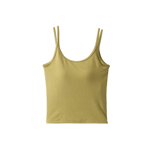 popchrio◆带胸垫一体式防走光吊带背心打底衫无袖修身小上衣女夏