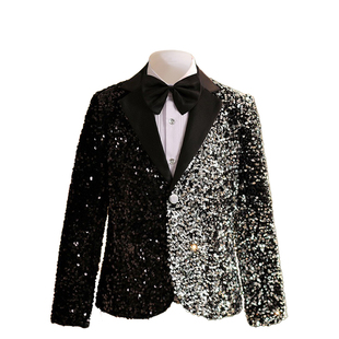 男生舞台亮片西装礼服男童亮晶晶西装正式走秀西服套装主持演出服