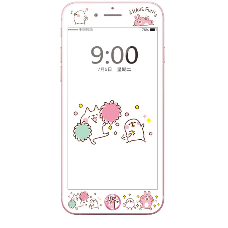 指纹贴适用苹果iphone7可爱彩膜