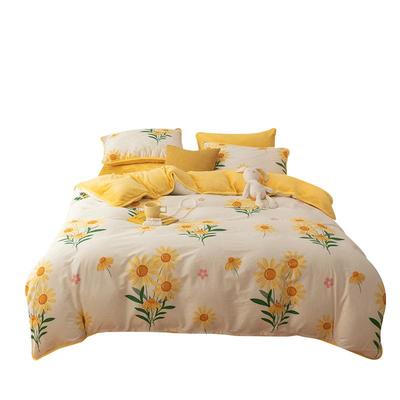 a面纯棉b法兰绒秋冬季法莱绒被套