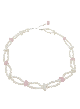 原创粉水晶珍珠贝母s925银项链女