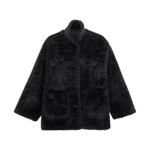 荒荒家皮毛一体外套2025秋冬新款宽松甜酷机车毛绒夹克皮草大衣女