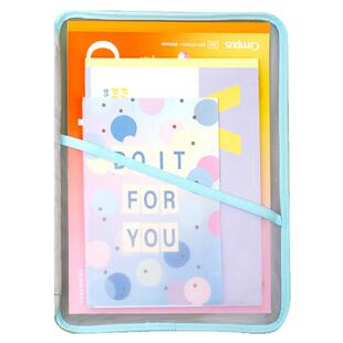 NATAMI奈多美180度平放美术收纳马克笔手工课蜡笔彩铅袋小学生美术课收纳学科课本网纱半透明可水洗