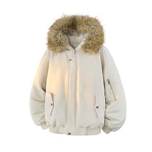 NASA STUSY美式2025冬季男款棉衣加厚保暖棉袄派克服羽绒棉服外套