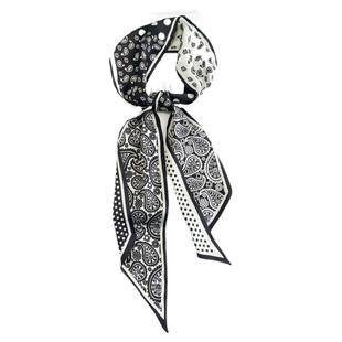 黑白窄长条小丝巾女春秋夏季搭配衬衫护颈围脖子装饰领带发带飘带