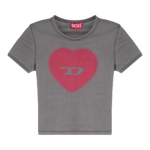 DIESEL 春夏新款女士潮流爱心图案圆领短袖T恤银泰百货 301574