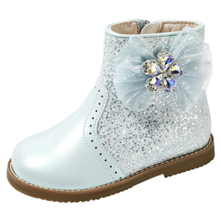 【109元优惠清仓】百丽童鞋女童公主靴冬季加绒宝宝靴小女孩短靴