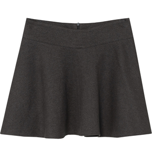 复古简约毛呢短裙女垂感百搭减龄学院风气质荷叶边A字大摆半身裙