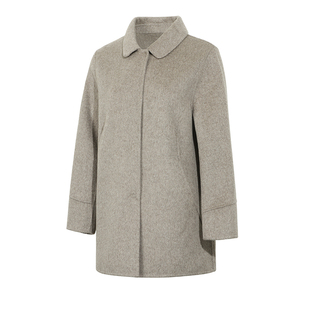 燕麦色暗扣双面羊绒呢子大衣2025年新款女装春秋中长款毛呢外套女