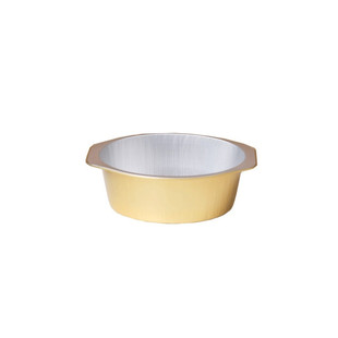 金色圆形锡纸盒蒸糕模具铝箔餐盒打包盒带盖耐高温烧烤一次性锡纸