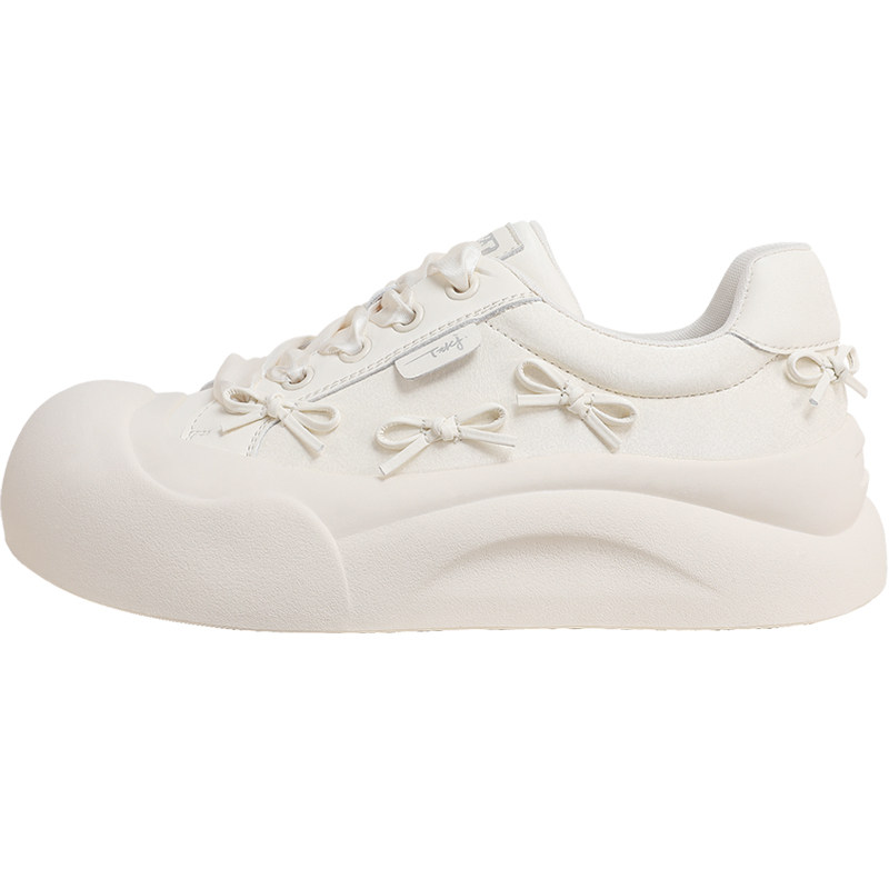 ttkj踩屎感小白鞋女透气增高厚底