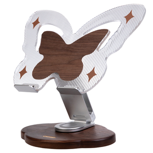 MELO蝴蝶笔记本电脑支架桌面增高架黑胡桃实木质平板支撑架阅读架