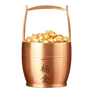 财神一桶金摆件金条元宝纯黄铜发财聚宝盆开业招财聚财办公室装饰