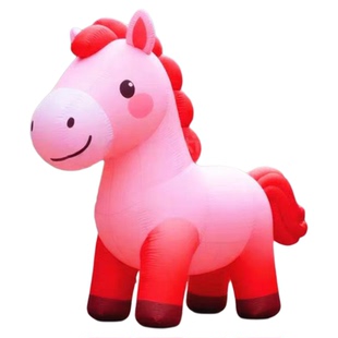 充气马年气模定制2026新年吉祥物毛绒马屁股卡通发光商场美陈装饰