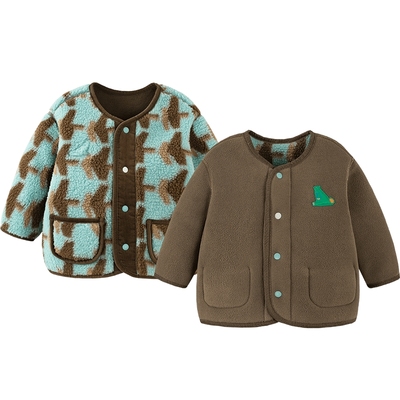 迷你巴拉巴拉男童女童双面绒外套冬新款宝宝加厚保暖毛绒舒适夹克