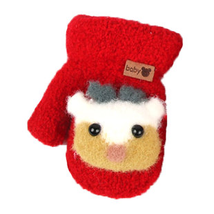 小宝宝手套秋冬季冬天加厚加绒保暖婴幼儿童小童男女小孩可爱连指