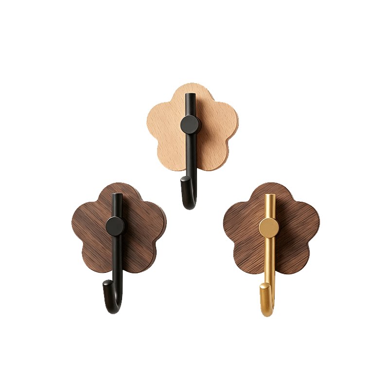 免打孔太空铝实木底座无痕挂钩