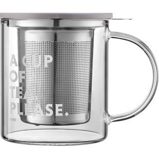 北鼎茶水分离泡茶杯过滤玻璃杯家用办公室带盖带把透明水杯男女