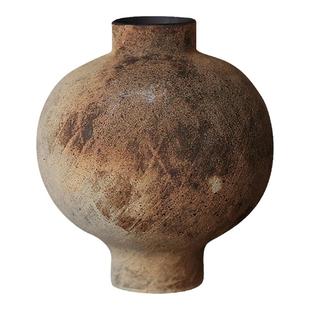 形上冯哲元灼烧石榴瓶粗陶花器香氛蜡烛居家玄关台面诧寂风摆件