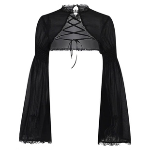 万圣节暗黑哥特洛丽塔披肩上衣女姬袖坎肩黑色外套lolita罩衫外搭