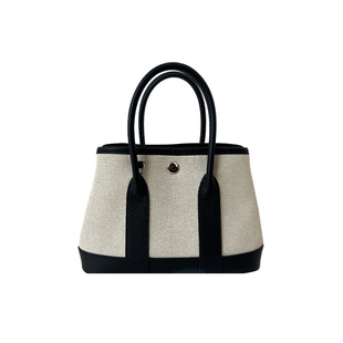 帆布拼皮迷你花园包包女真皮百搭托特包2026新款高级感单肩斜挎包