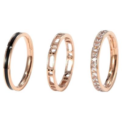 ins钛钢三件套轻奢小众精致戒指