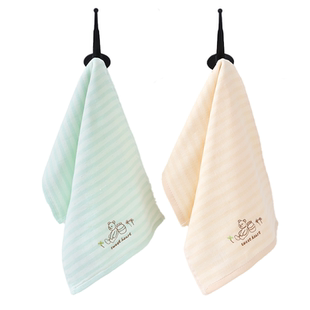 2条洁丽雅纯棉小童婴幼儿童学生单面纱布素色可爱卡通洗脸面毛巾