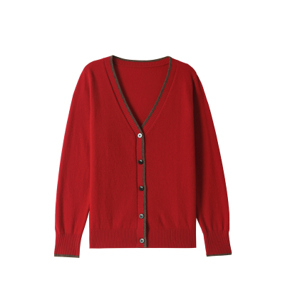 恒源祥100%纯羊毛新款开衫毛衣女