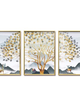 沙发背景墙抽象风麋鹿客厅装饰画