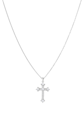 十字架爆闪锆石吊坠项链男毛衣链