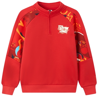 361童装男童加绒卫衣 儿童立领加厚上衣拉链2026春季大童小童红色