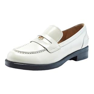 【断码清仓】Nine West/玖熙夏季乐福鞋圆头牛皮革9字扣平跟单鞋