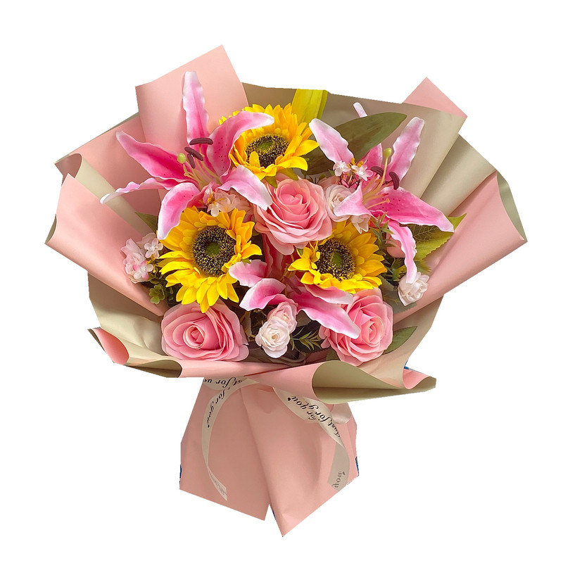 仿真花束向日葵百合颁奖交车开工假花舞台献花年会毕业拍照手捧花