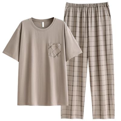 睡衣男士夏季纯棉短袖长裤家居服