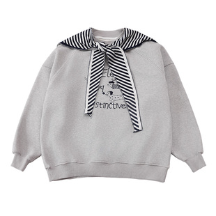 胖女童加绒卫衣儿童秋冬加肥加大码披肩中大童洋气一体绒长袖上衣