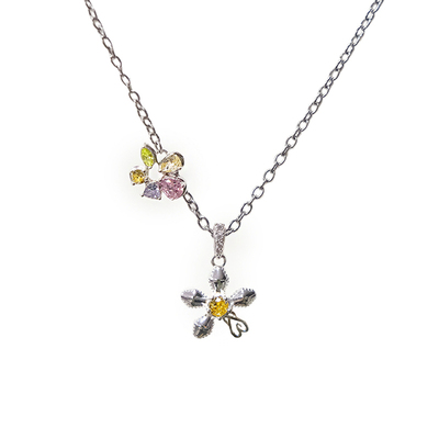 1P Juvilove原1P Jewelry 多巴胺彩色锆石朋克小花锁骨链
