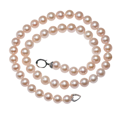 高级无核淡水珍珠项链极光紫色圆