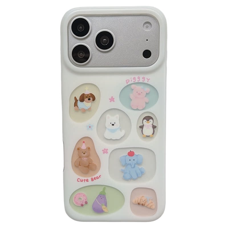 jze 日韩可爱卡通缕空jellycat小动物适用苹果17ProMax手机壳双层iphone16pro新款17女15pro全包14防摔手机套