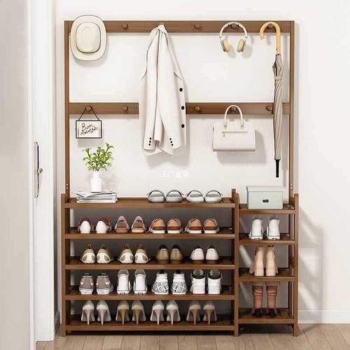 新品 简鞋架衣帽架一体门口衣服收纳架入户门鞋架入户鞋柜挂衣一