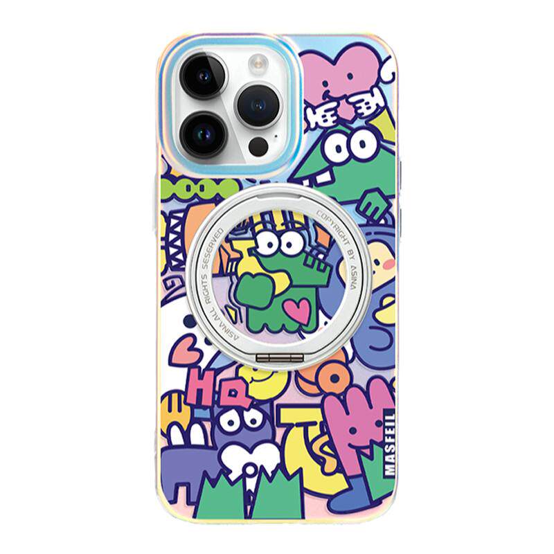 MASFEIL × 抽象涂鸦适用苹果17Promax手机壳新款ip15磁吸带支架iPhone16Pro保护套14支点的Lo5可爱13pm全包
