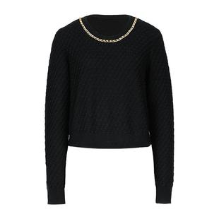 IAmMIX27春秋圆领毛衫女长袖短款内搭显瘦叠穿绵羊毛套头针织衫女