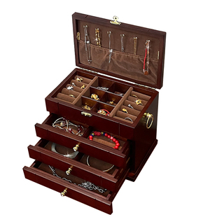 带锁实木质首饰收纳盒化妆盒收纳盒手饰品盒公主珠宝盒结婚礼物