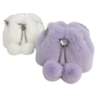 獭兔毛水桶包2024新款皮草包秋冬百搭手提单肩斜挎可爱毛毛包