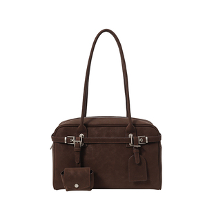 南风Chio2nd 圣尼旅人枕头包包女秋冬深棕色麂皮复古通勤单肩大包