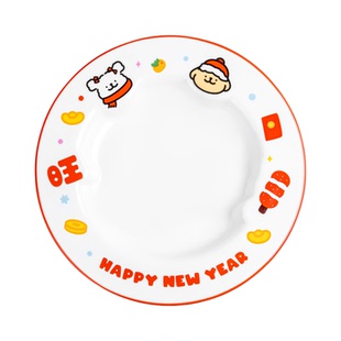 言仓线条小狗餐盘餐具可爱实用陶瓷闺蜜情侣生日乔迁跨年新年礼物