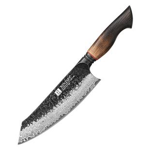 信作大马士革钢菜刀三德刀日式厨师刀料理刀切片切菜刀家用厨房刀